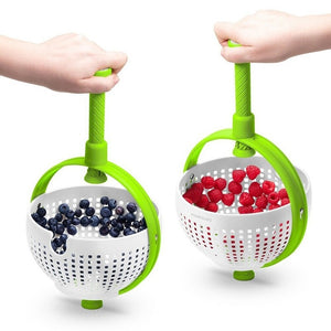 Collapsible Salad Spinner Vegetable Fruit Drainer Non-Scratch Spinning Colander Rotate